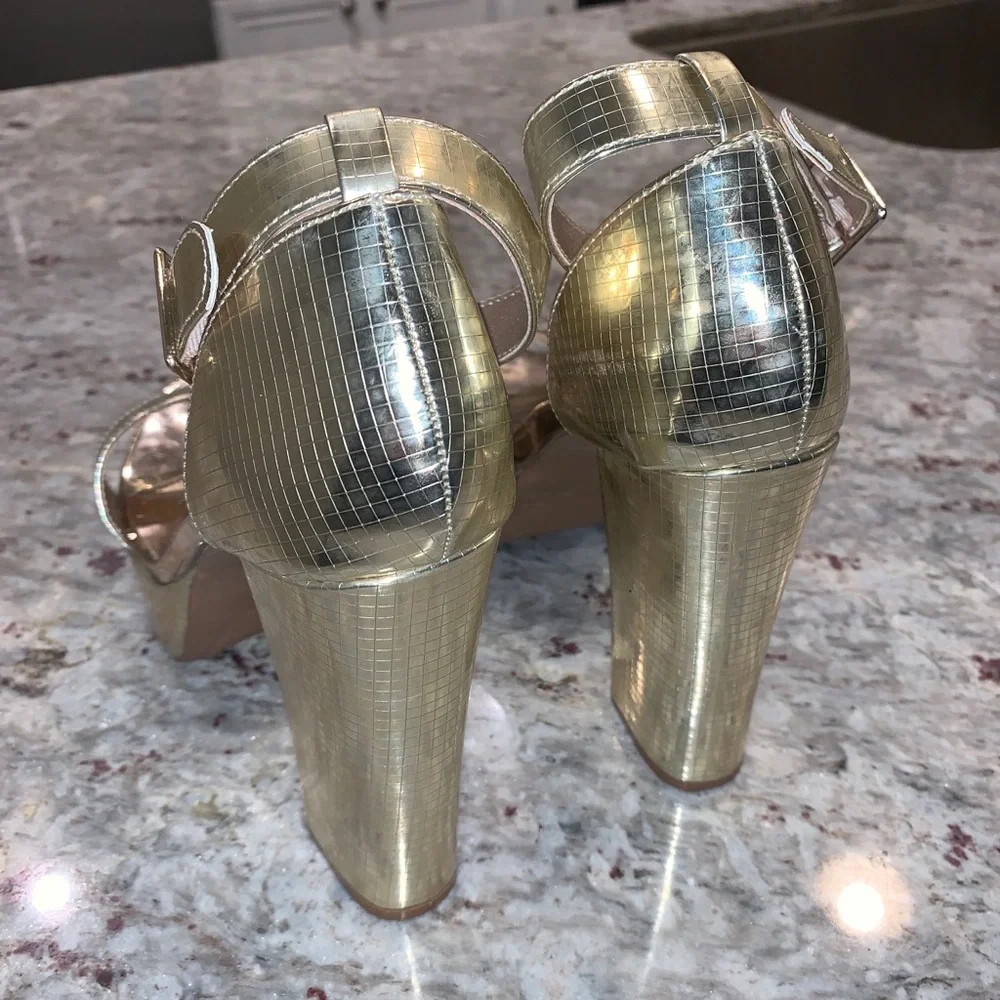 Charlotte Russe Gold Disco Platform Heels - Picture 3 of 4